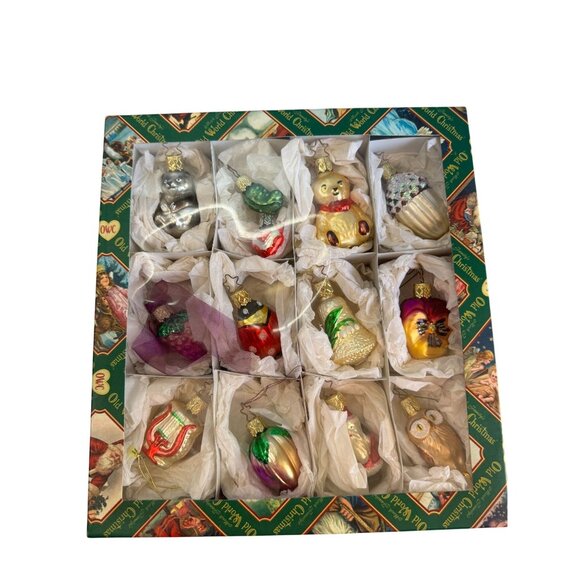 Old World Christmas Mini Blown Glass Ornament Lot 13 Assorted Boxed Set - Picture 1 of 9